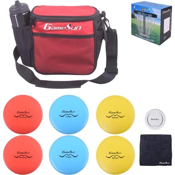Gamesun Disc Golf Set with 6 Discs and Mini Disc,Starter Disc Golf Bag,Towel - Picture 1 of 8